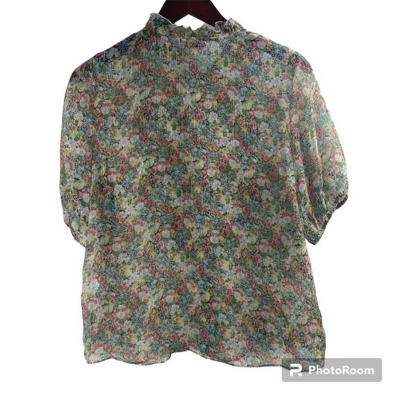 ZARA Floral Print Button Down Blouse Size S - Picture 3 of 8